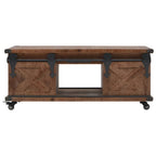 Mesa de centro de madera maciza de abeto marrón 91x51x38 cm