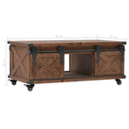 Mesa de centro de madera maciza de abeto marrón 91x51x38 cm