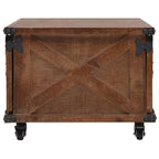 Mesa de centro de madera maciza de abeto marrón 91x51x38 cm