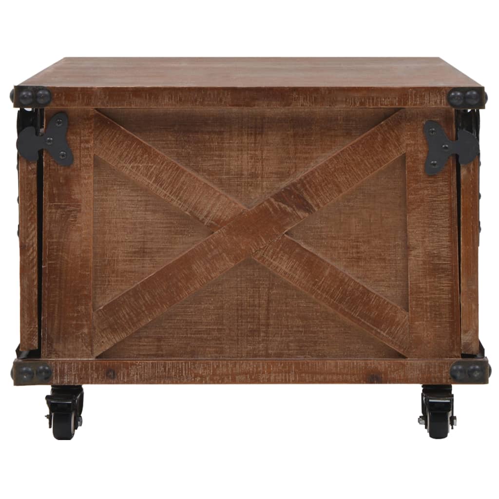 Mesa de centro de madera maciza de abeto marrón 91x51x38 cm