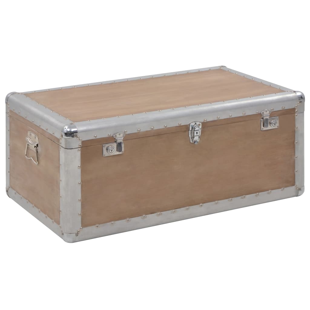 Caixa de arrumação em madeira maciça de abeto castanha 91x52x40 cm