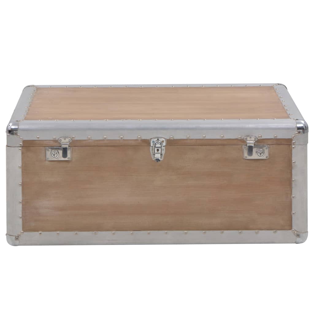 Caixa de arrumação em madeira maciça de abeto castanha 91x52x40 cm