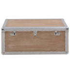 Caixa de arrumação em madeira maciça de abeto castanha 91x52x40 cm