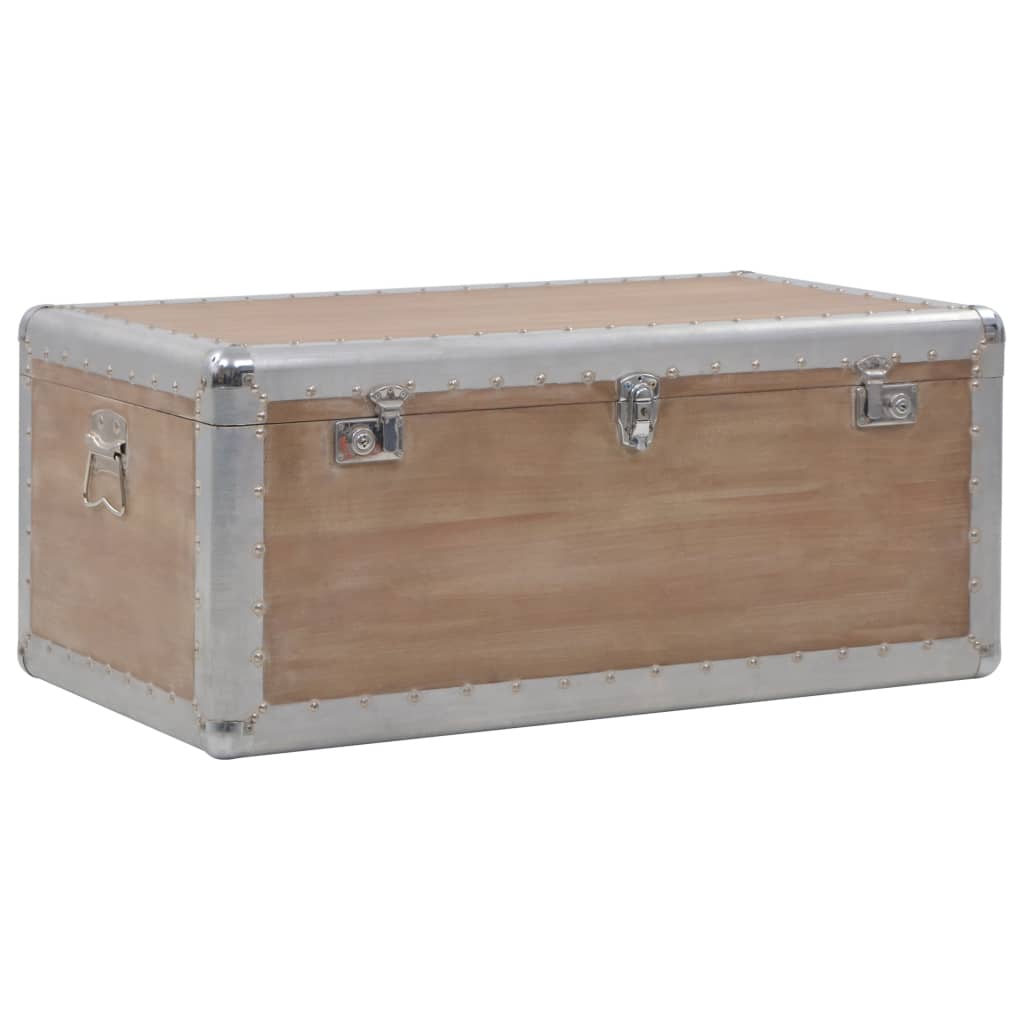Caixa de arrumação em madeira maciça de abeto castanha 91x52x40 cm