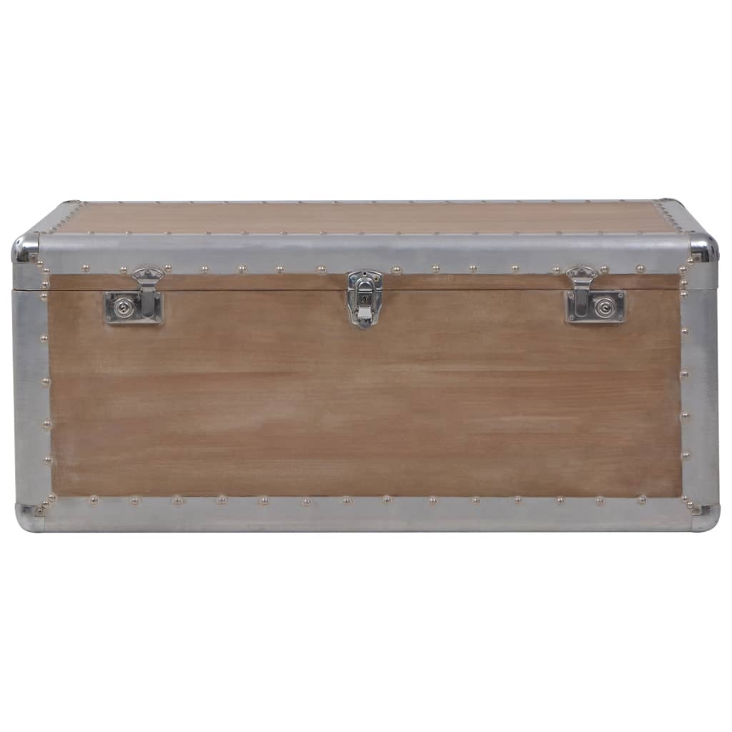 Caixa de arrumação em madeira maciça de abeto castanha 91x52x40 cm