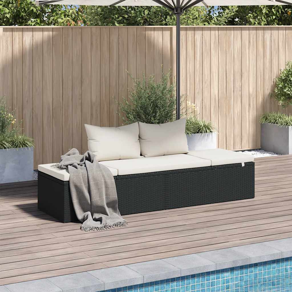 Cama de jardim 195x60 cm vime sintético cinzento