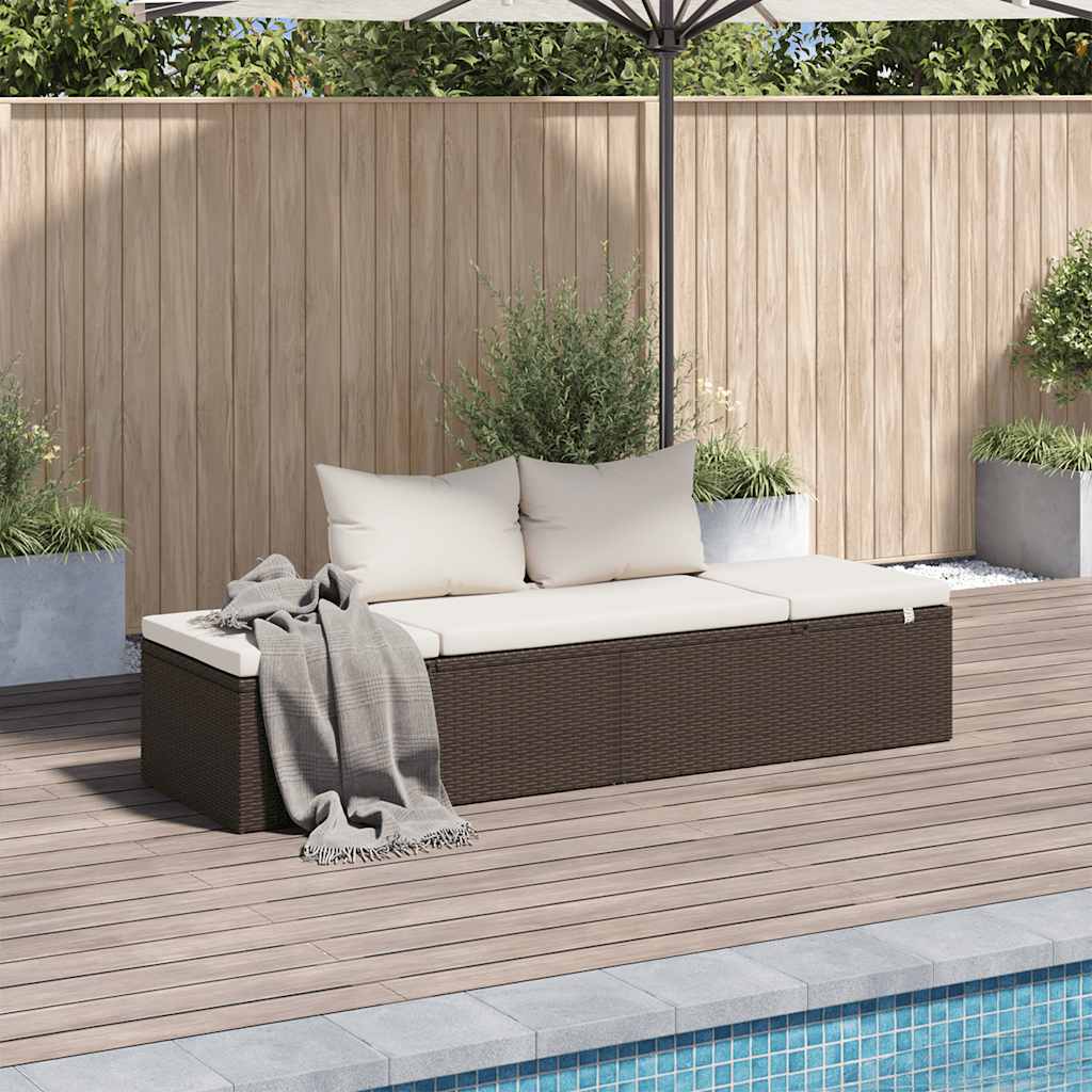 Cama de jardim 195x60 cm vime sintético cinzento