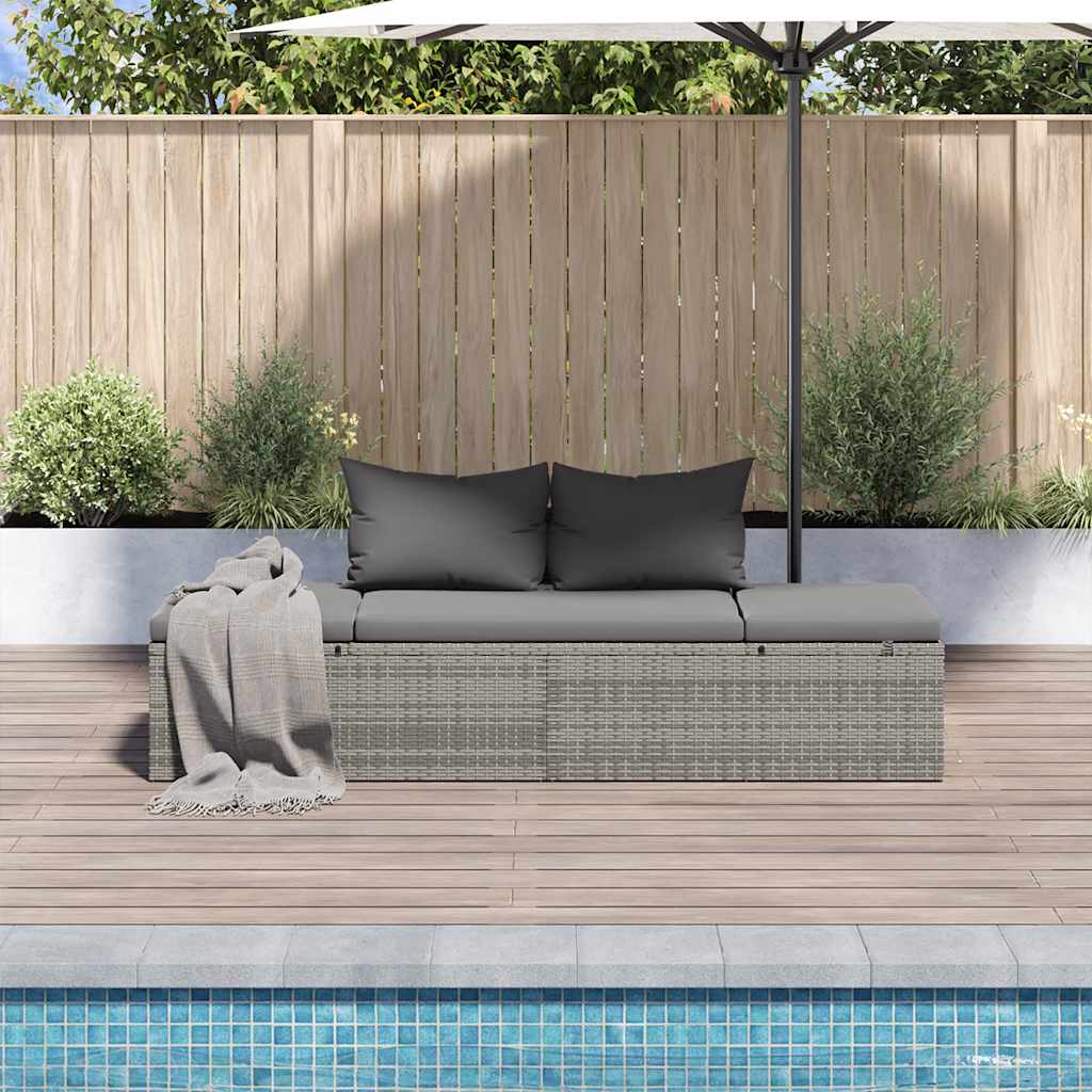 Cama de jardín 195x60 cm ratán sintético gris