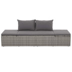 Cama de jardín 195x60 cm ratán sintético gris