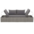 Cama de jardín 195x60 cm ratán sintético gris