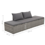 Cama de jardín 195x60 cm ratán sintético gris
