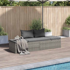 Cama de jardín 195x60 cm ratán sintético gris
