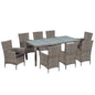 Set comedor de jardín 7 piezas y cojines ratán sintético negro