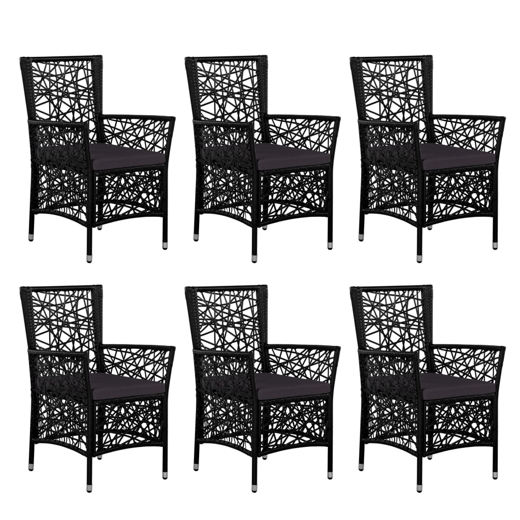 Conjunto de comedor de exterior 7 piezas ratán sintético negro