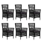 Conjunto de comedor de exterior 7 piezas ratán sintético negro