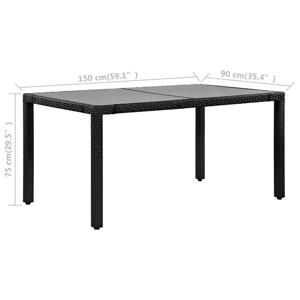 Conjunto de comedor de exterior 7 piezas ratán sintético negro