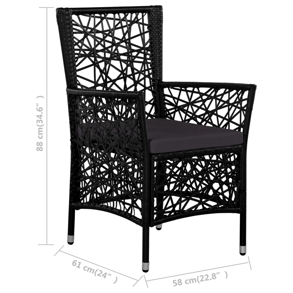 Conjunto de comedor de exterior 7 piezas ratán sintético negro