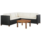 Set de muebles de jardín 4 pzas y cojines ratán sintético negro