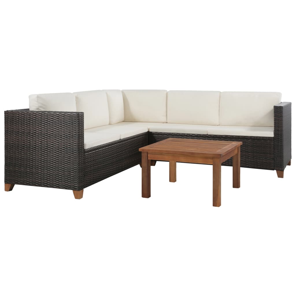 Conjunto de sofás de jardim 7 peças com almofadas vime sintético cinzento