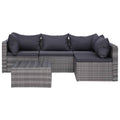 Set de muebles de jardín y cojines 5 pzas. ratán sintético gris