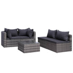 Set de muebles de jardín y cojines 5 pzas. ratán sintético gris