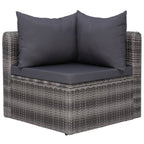 Set de muebles de jardín y cojines 5 pzas. ratán sintético gris