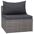 Set de muebles de jardín y cojines 5 pzas. ratán sintético gris