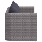 Set de sofás de jardín 3 piezas y cojines ratán sintético gris
