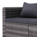 Set de sofás de jardín 3 piezas y cojines ratán sintético gris