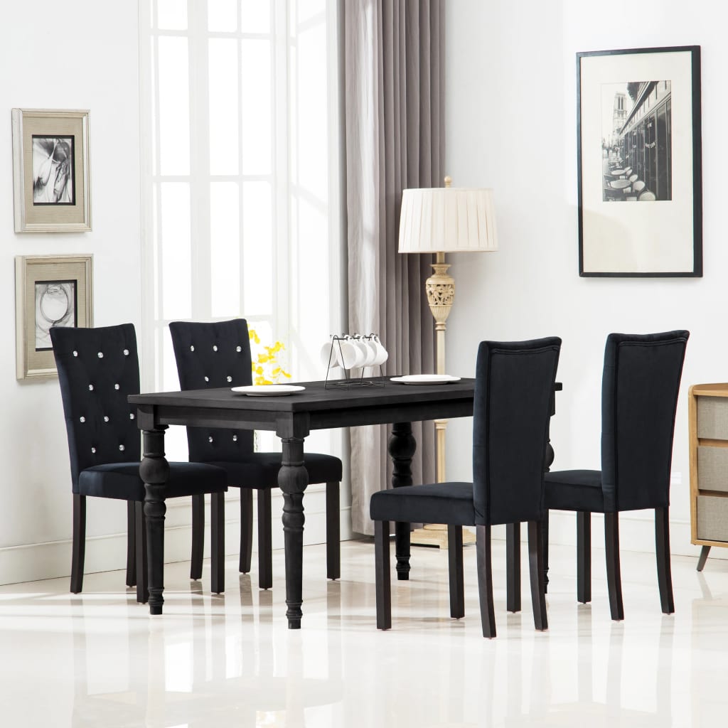 Silla de comedor 6 unidades terciopelo negro