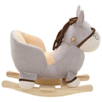 Burro balancín de peluche con respaldo gris 60x32x55 cm