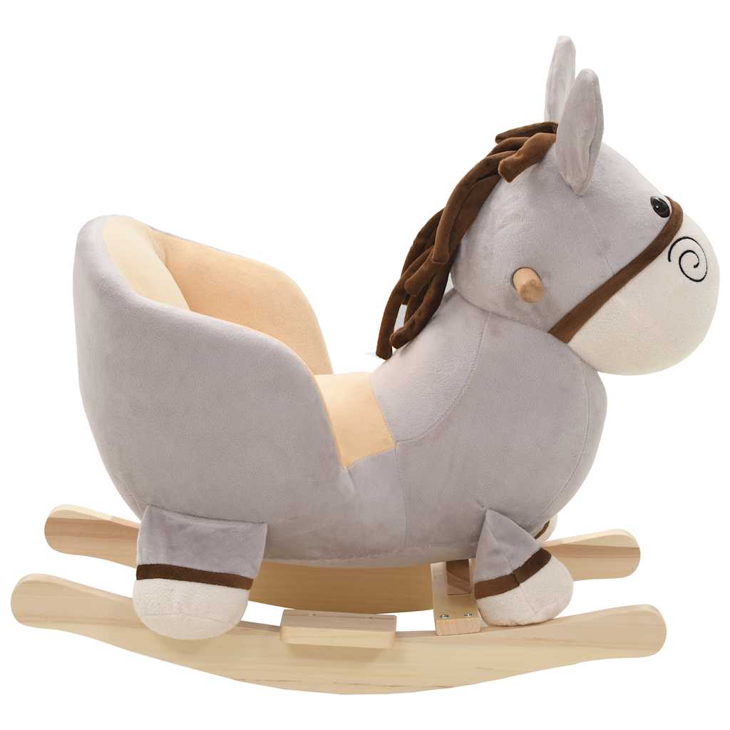 Burro balancín de peluche con respaldo gris 60x32x55 cm