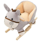 Burro balancín de peluche con respaldo gris 60x32x55 cm