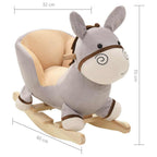 Burro balancín de peluche con respaldo gris 60x32x55 cm