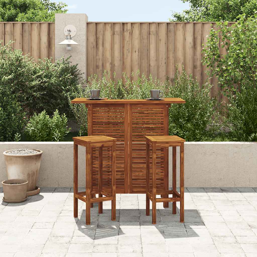 Set mesa de bar y sillas 3 piezas de madera de acacia maciza