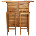 Set mesa de bar y sillas 3 piezas de madera de acacia maciza