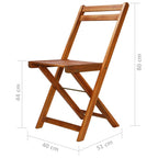 Juego de bistró plegable de 3 piezas madera maciza de acacia