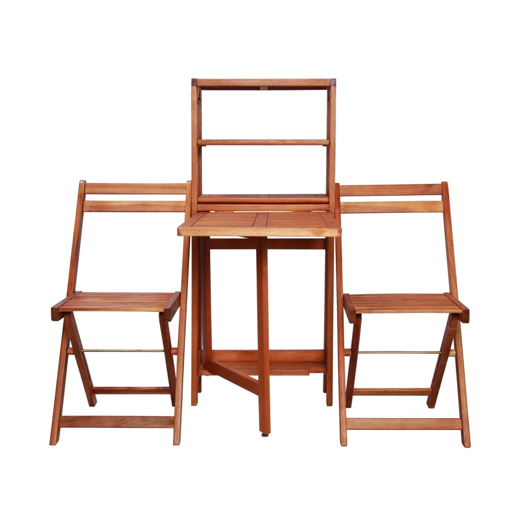 Juego de bistró plegable de 3 piezas madera maciza de acacia