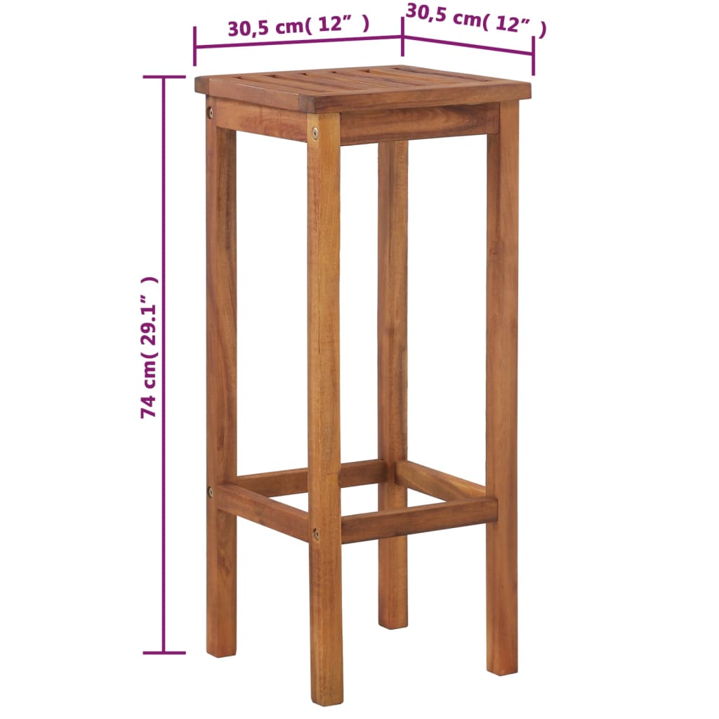 Taburetes de cocina 2 unidades madera maciza de acacia