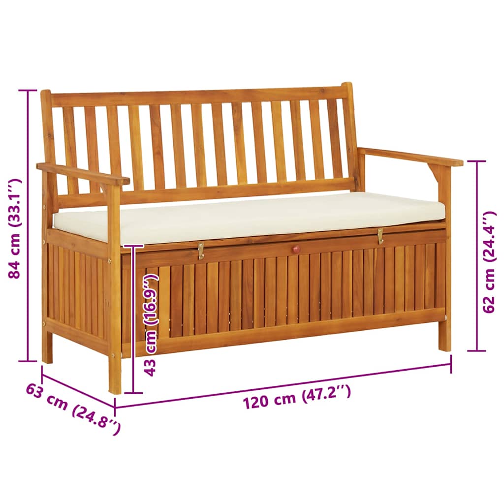 Banco de almacenaje de jardín madera maciza acacia 120x63x84 cm