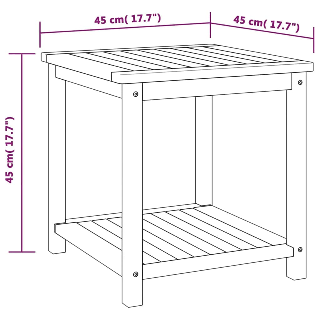 Mesa auxiliar de madera maciza de acacia 45x45x45 cm
