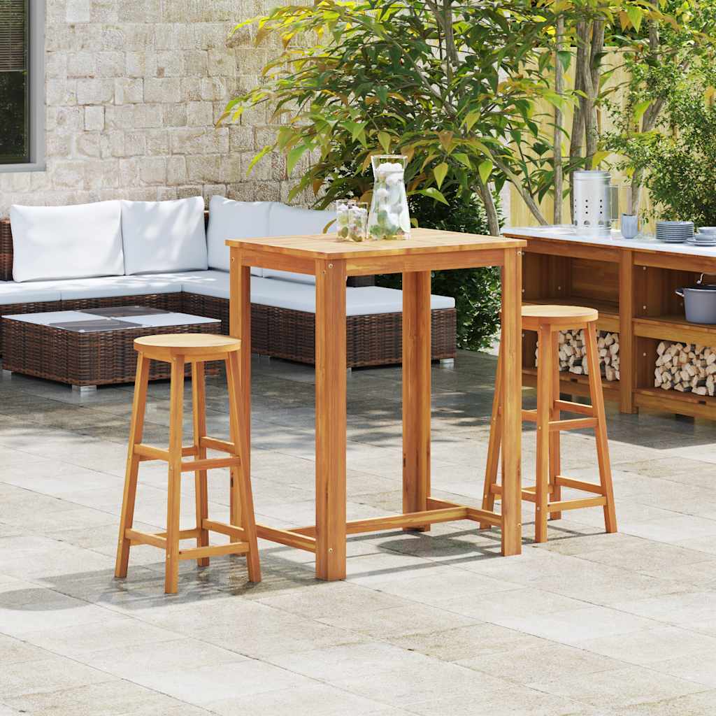 Taburetes de cocina 2 unidades madera maciza de acacia