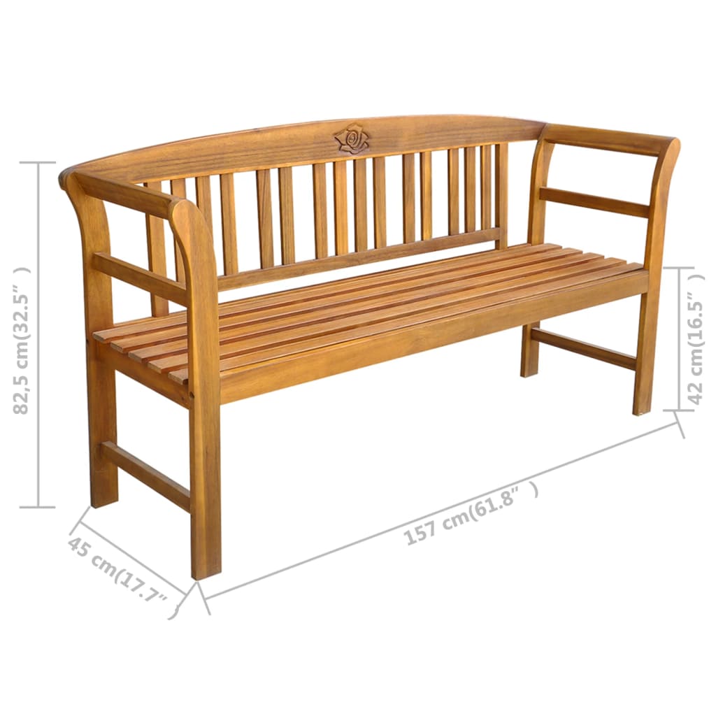 Solid acacia wood garden bench 157 cm