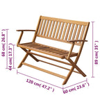 Banco de jardín madera maciza de acacia 120 cm