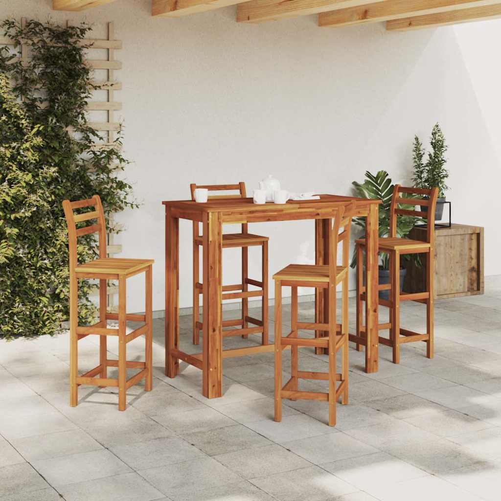 Mesa alta de bar de madera maciza de teca Ø 60 cm