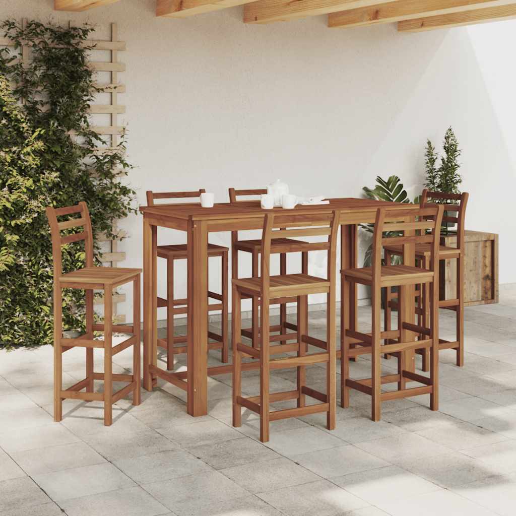 Mesa alta de bar de madera maciza de teca Ø 60 cm