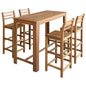 Conjunto de mesa de bar e cadeiras 5 peças em madeira de acácia maciça