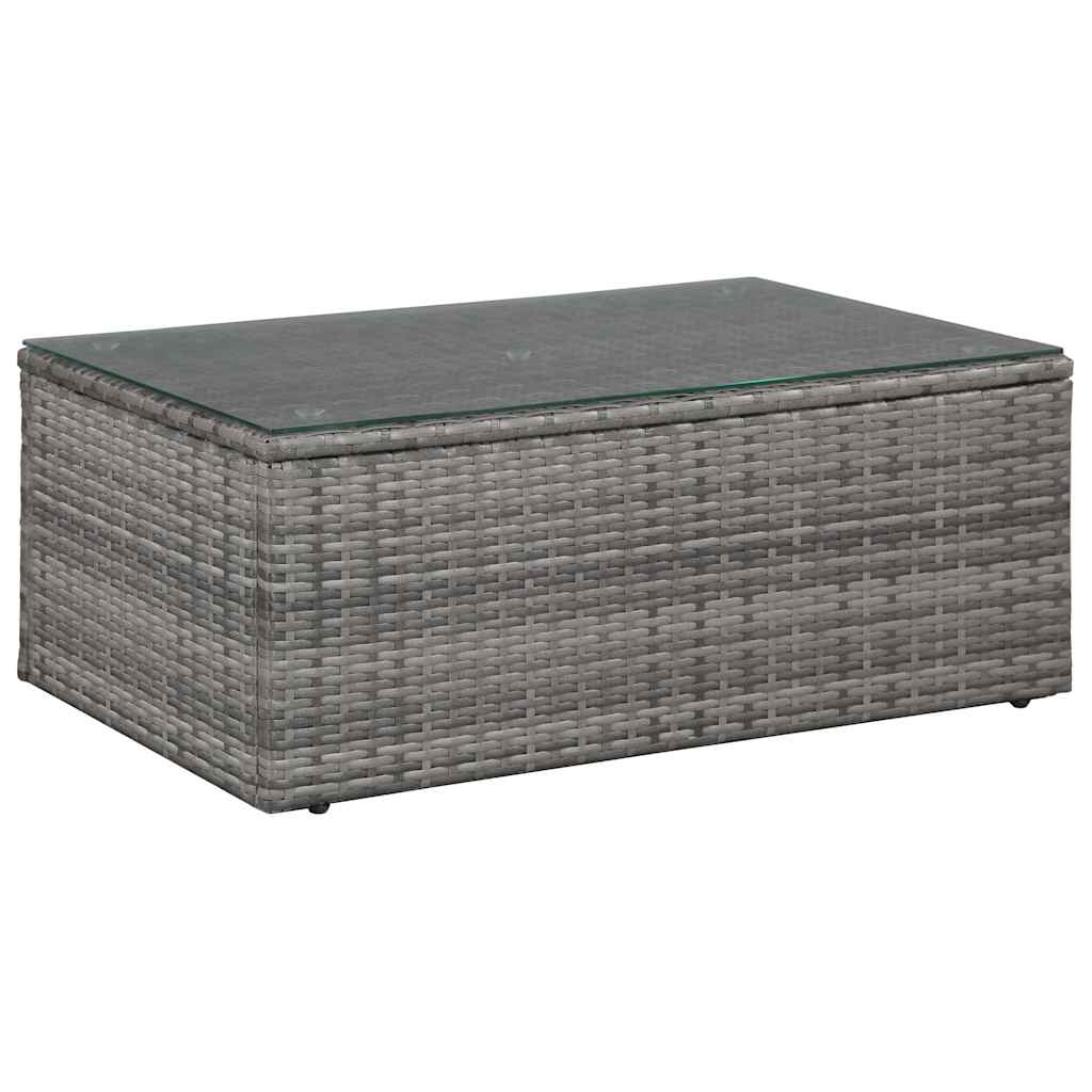 Set de muebles de jardín 4 piezas y cojines ratán PE gris