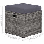 Set de muebles de jardín 4 piezas y cojines ratán PE gris