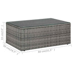 Set de muebles de jardín 4 piezas y cojines ratán PE gris